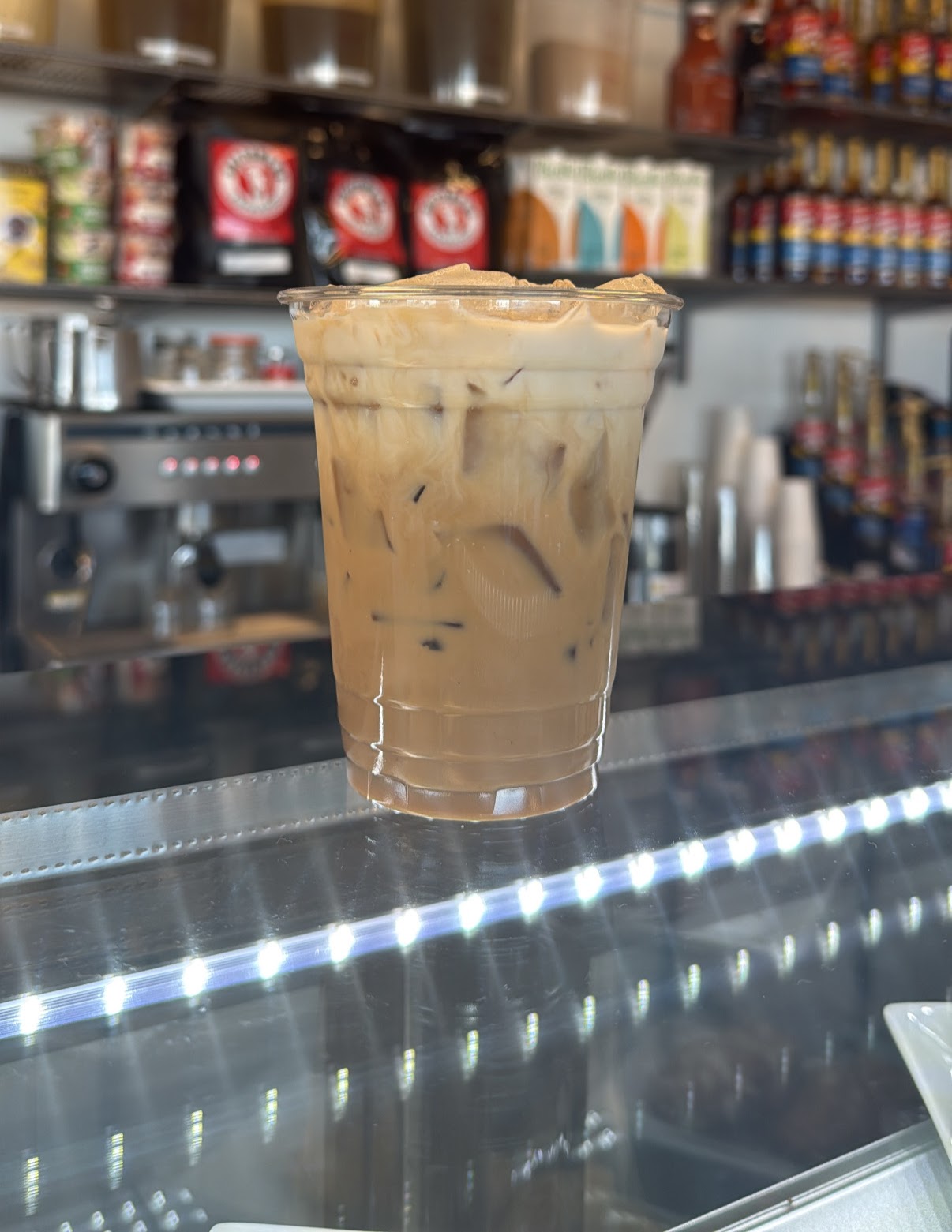 Iced latte at Like a Rock Coffee